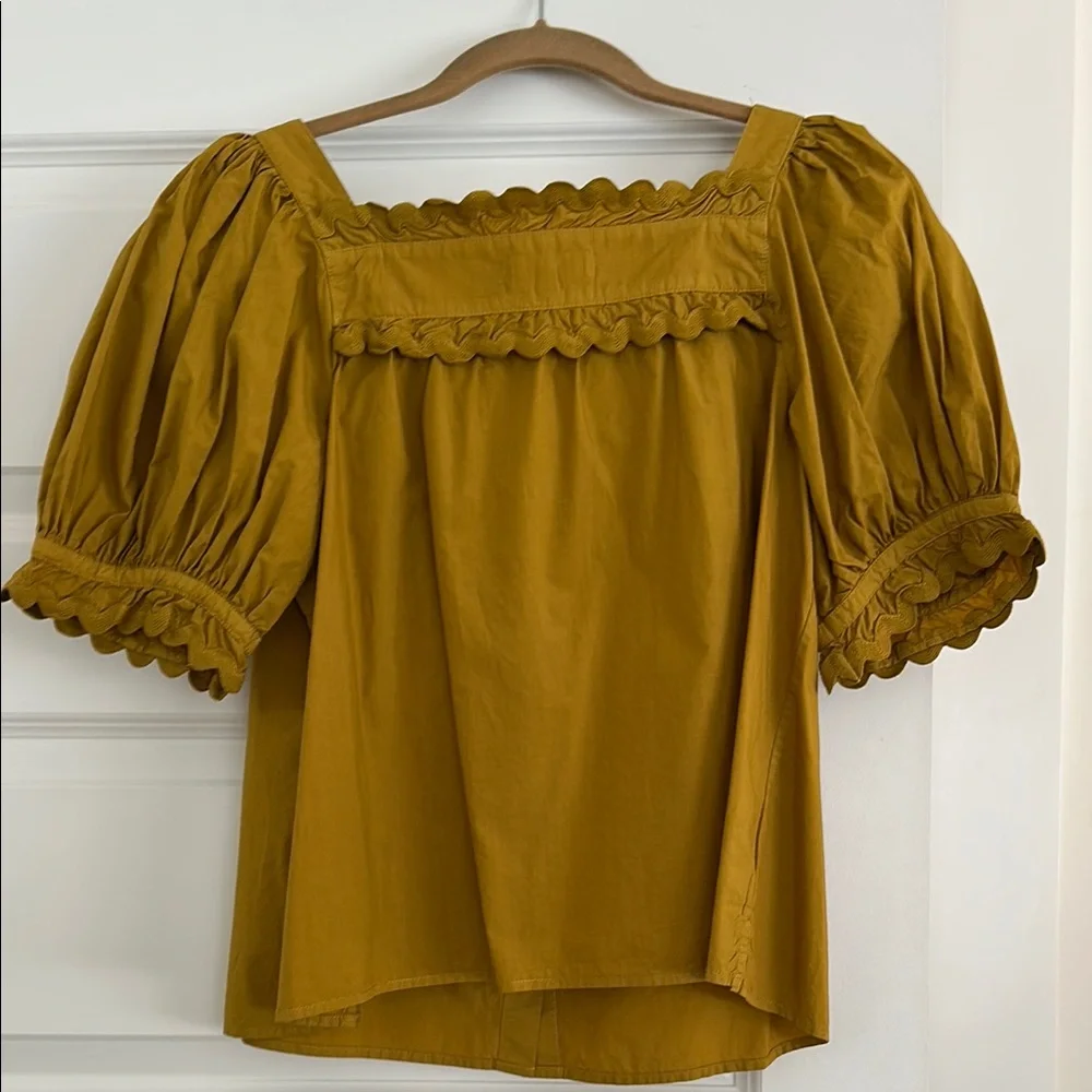 Women's Mustard Puff Sleeve Top - Picture 5 of 5